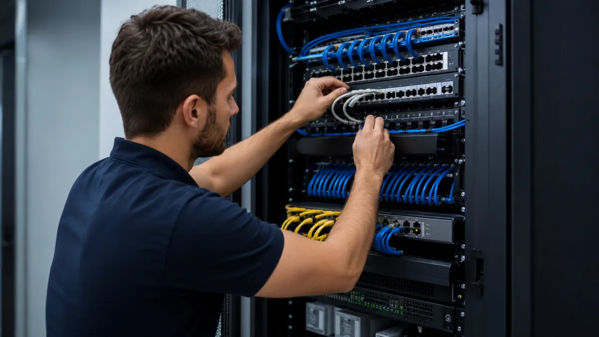 Cat6 structured cabling installation in a network cabinet