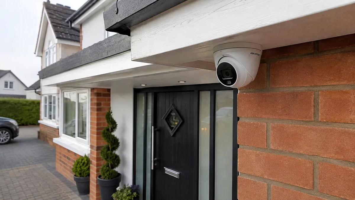 Residential CCTV camera installed at a home entrance